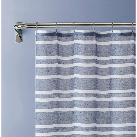 HOMEROOTS 72 x 70 x 1 in. Navy & White Striped Shower Curtain 399768